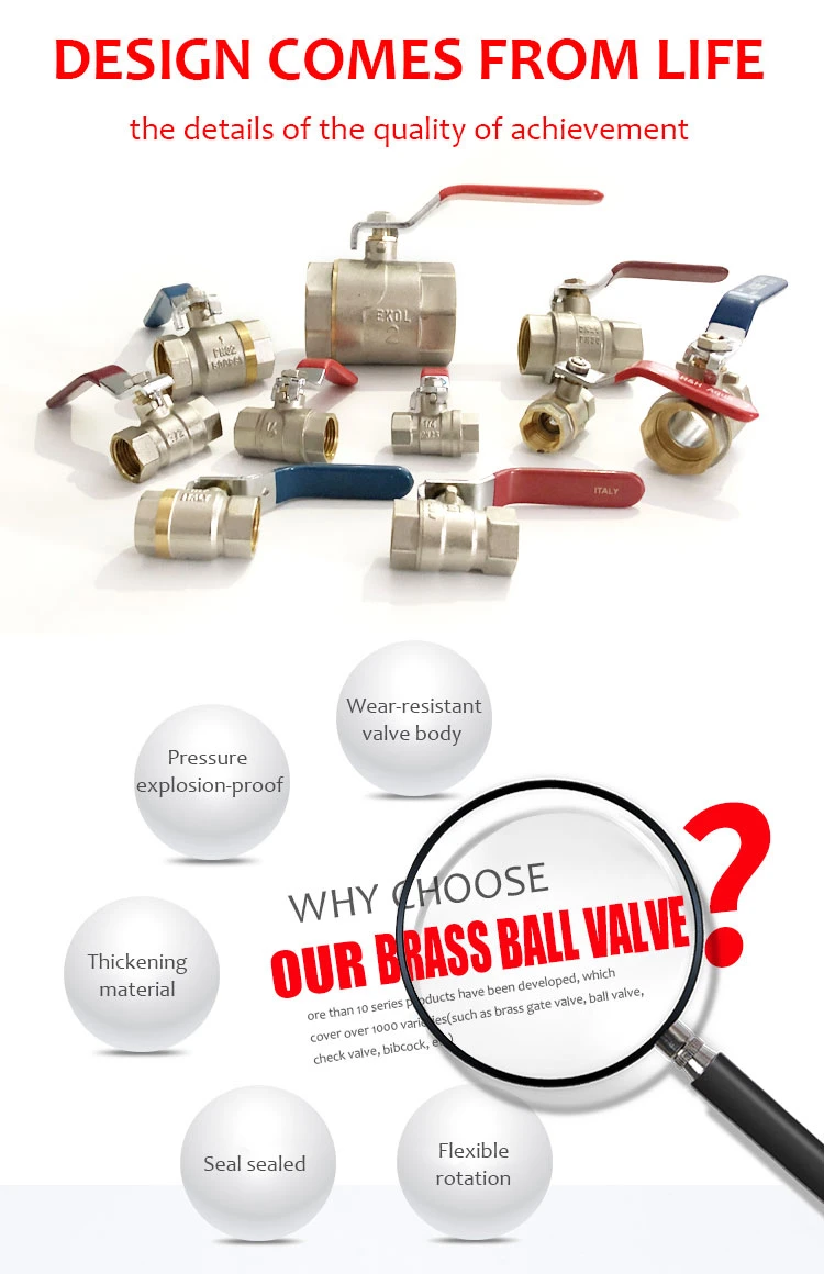 China Female Standard Brass or Steel Brass or Zinc Alloy General PTFE Water Brass Ball Valve Handle Ball Valve